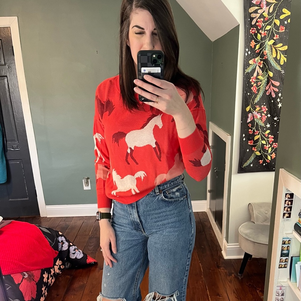 Loft red Horse sweater